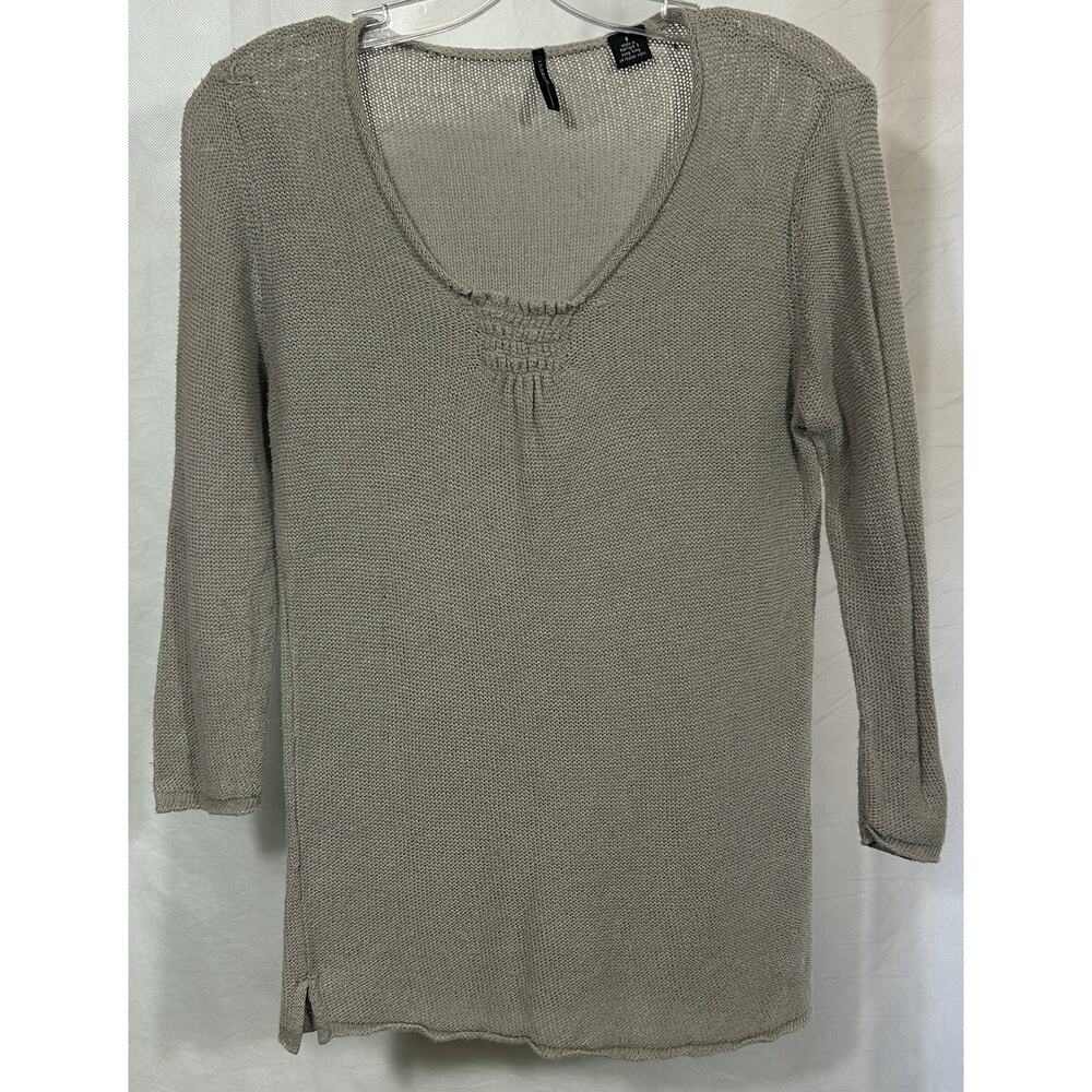 Isda & Co Hemp Cotton Knit Sweater Gray 3/4 Sleeve Size Small Made in Hong Kong